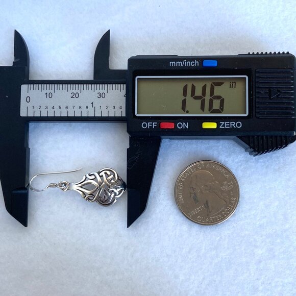 Sterling Silver 925 1.5" Celtic Knot Teardrop Dangle Drop Earrings - Picture 14 of 16